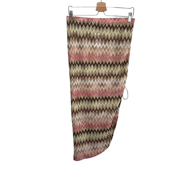 Elif For Jordan Taylor Multicolor Chevron Knit Asymmetrical Skirt Swim Cover-Up - Picture 1 of 10